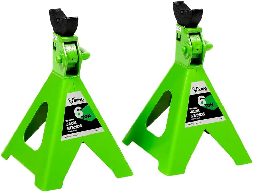 AFF Viking 6 Ton Jack Stand Set - Heavy Duty Ratchet Style Jack Stands - Pair - size: 6 Ton
