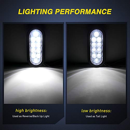 Nilight 6" Oval White LED Trailer Backup Light, White, 2 Pack,Grommet Mount - color: White Lights 2PCS