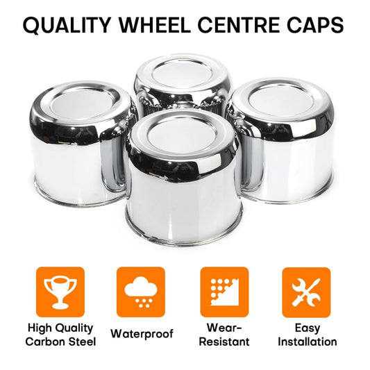 4Pcs 4.41 inch Wheel Center Caps Fit 4.41" Center Bore Truck Trailer RV SUV Wheels Rims, Carbon Steel Chrome Silver Push Through Hub Covers - color: Chrome Silver, size: 4.41in Hub Hole, 3.7in Tall