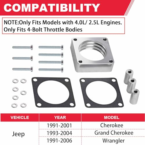 Throttle Body Spacer Fits for Jeep 2.5L 4.0L Engine