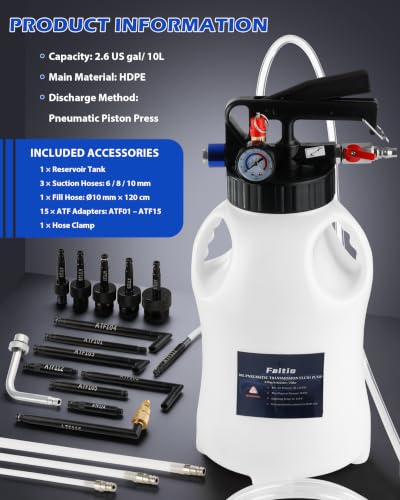 10L Transmission Fluid Pump, Pneumatic Fluid Transfer Pump w/15 ATF Adapter - size: 10L, Pneumatic