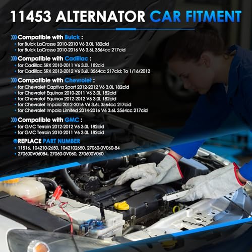 Car Alternator 11453 150A Fit for Chevy Equinox Impala Terrain - size: #11453N, 11453 Alternator