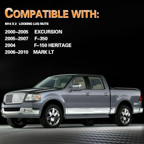 Wheel Lock Lug Nut kit M14 x 2.0 Anti Theft, Compatible with 2014 Ram 1500 & 2001-2014 F-150 F-350 Expedition Lobo & 1984-1991 Fairmont LTD & Biscayne Mark lt & More Model