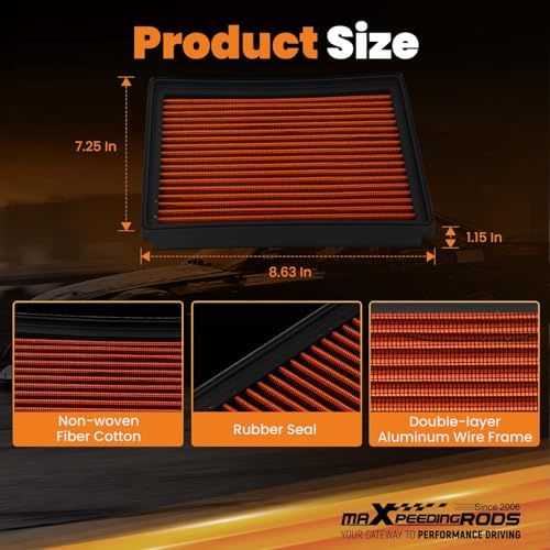 maXpeedingrods MX-2435 Washable Reusable Engine Air Filter-High Performance - size: MX-2435