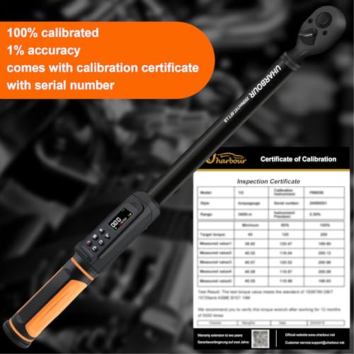 Uharbour 1/2" Drive Digital Torque Wrench 3.8-250.8 Ft.lb - size: 1/2" Drive 5-340 Nm