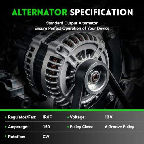 11273N Alternator 150A Fits for 2007-2014 Ford Edge, 2010-2012 Fusion 3.5L, 2008-2012 Taurus, 2007-2012 Lincoln MKZ, 2007-2010 MKZ MKX All Engine, 2010 MKS 3.7L, A3TJ1291, A3TJ1291ZC, PG11273 - size: 11273N