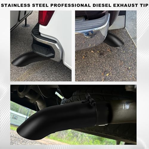 Mupera Universal 3" Turn Down Exhaust Tip, 3" Outlet, 12" Long - size: 3" Inlet 3" Outlet 12" Length Black