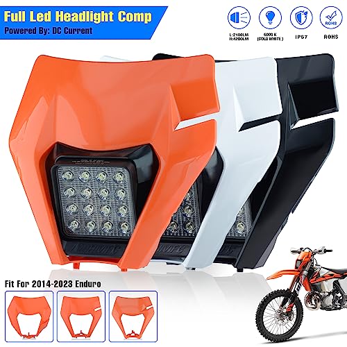 Dirt Bike Headlight,LED Enduro Pit Bike Light Kit Universal For Most Dirt Pit Bike Motorcycle EXC SXF Orange - color: Cover TypeB Orange