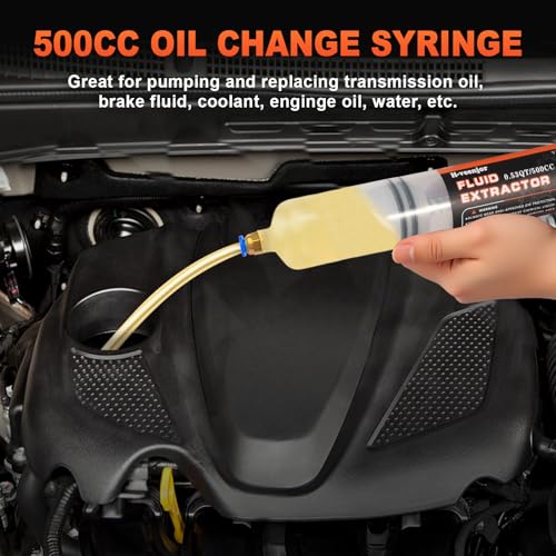 H-veenjor 500 CC Oil Change Syringe with Extra 32" Soft Hose & Two 9" Tubes - size: 500 CC