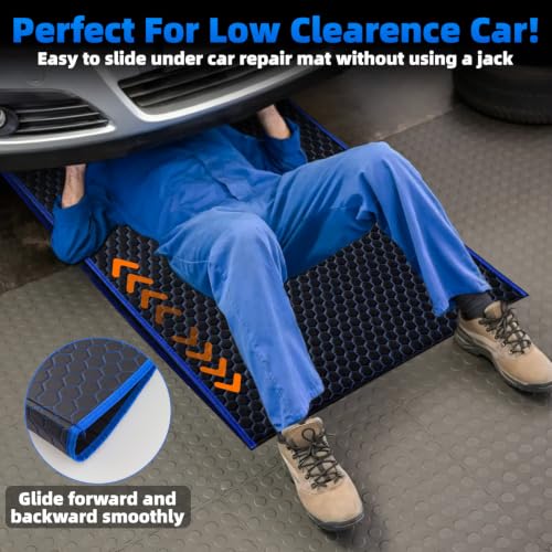 Upgrade Magical Rolling Creeper Mat 60x28 Inch Under Car Repair Pad - color: Blue