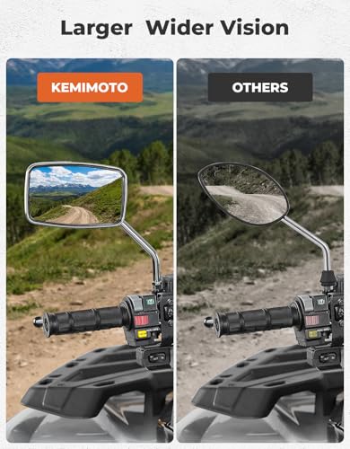 KEMIMOTO ATV Mirrors 8MM10MM Motorcycle Side Mirrors for 7/8" Handlebar - color: Silver