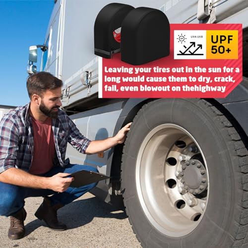 K-Musculo RV Tire Covers 2-Pack, Waterproof Wheel Covers for RV Wheel Travel Trailer Camper Truck SUV, Fit 27-29 Inch Tire Diameter (Black) - color: Black - 2Pack, size: (27''-29'') Dia