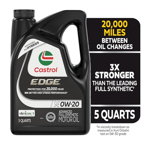 Castrol EDGE 0W-20 Advanced Full Synthetic Motor Oil, 5 Quarts - size: 5 Quarts