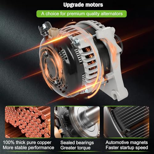 SCITOO 11434 Alternator 12V 195A fit for Ford for E-150 4.6L 2009 - size: Small, style: 11434 Alternator