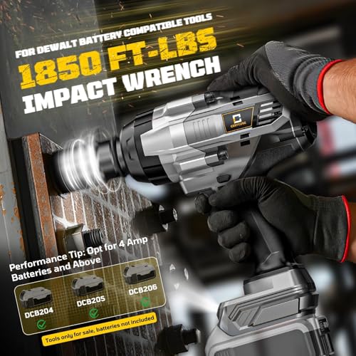 Cordless Impact Wrench 3/4 inch compatible with Dewalt 20V Battery, Cerycose1850ft-lbs (2500N.m) Brushless Electric Impact Gun, High Torque Impact Driver, Bare Tool Only, Heavy-Duty Automotive - size: 3/4inch, style: 3/4 inch Fit for DeWalt(No battery)