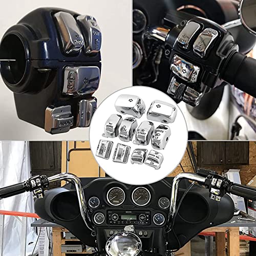 Chrome Hand Control Switch Housing Switch Cap Kit Compatible for Harley Davidson Touring Electra Road Glide Road King Tri Glide Ultra FLHTCU FLTR FLHR 1996-2013