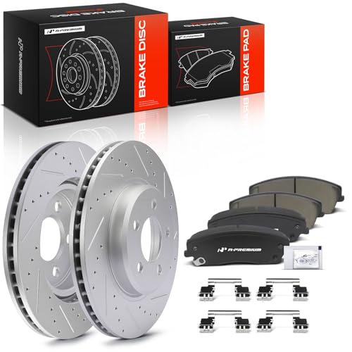 A-Premium 12.6 inch (320mm) Front Brake Rotors & Ceramic Pads Kit, 6-Pack - style: Front Drilled and Slotted