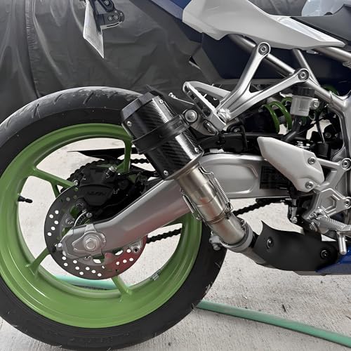 Motorcycle Exhaust, 2 inch Inlet Motorcycle Muffler, Slip On Muffler Exhaust with Mid Pipe, Fits Honda Kawasaki Z900 GSXR750 CBR650 more