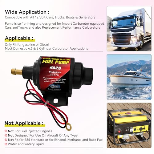 Gasoline Electric Fuel Pump Universal 5/16 Inch Inlet and Outlet Inline 12V 1-2A 28GPH 2-3.5 PSI Operating Fuel Pressure - color: 2-3.5PSI 28 GPH for Gasoline