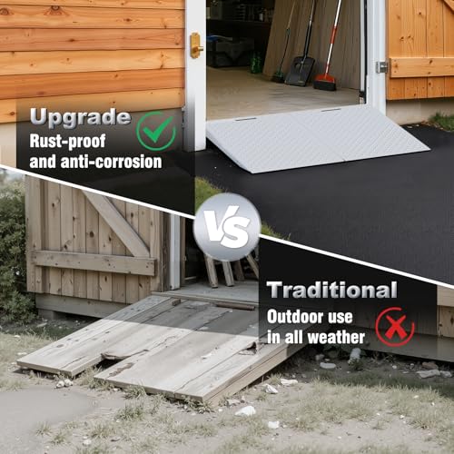 TOCRETOARE Shed Ramp, Heavy-Duty Loading Ramps for Lawn Mower, 29" L x 48" W Curb Ramp with Anti-Slip Punch Plate, 1500 lbs Capacity (29" L x 48" W) - size: 29" L x 48" W