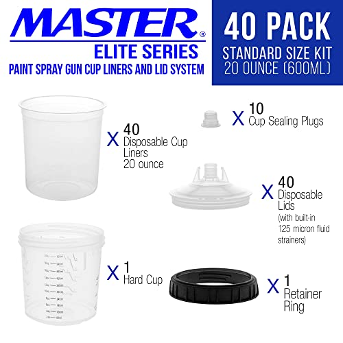 Master Paint System MPS Disposable Paint Spray Gun Cup Liners & Lid System - size: 20 Ounce Cup Kit
