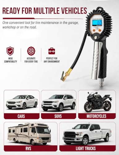 Digital Tire Inflator with Pressure Gauge, 5-230 PSI