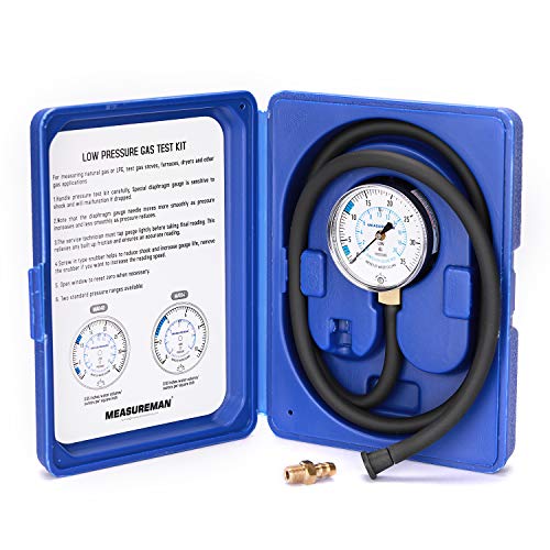MEASUREMAN Natural Gas or LP Gas Manifold Pressure Test Kit, 0-35 "W.C., 1/4" NPT, 40" Length Hose