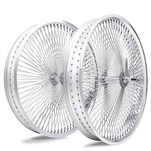 TRACER 26"*3.0 Beach Cruiser Bicycle Coaster Brake Wheelset, Polish Front and Rear Rims Set - style: 26" 3.0 Coaster Brake