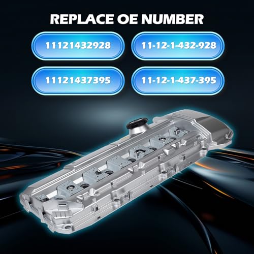 11121432928 Aluminum Valve Cover Kit with Gasket & Bolts - Compatible with 1999-2002 BMW 323i/325i/328i/330i/525i/528i/530i/Z3/X5 M52 M54 2.5L 2.8L 3.0L - color: 11121432928 Aluminum Valve Cover Kit