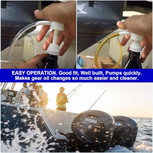 Lower Unit Gear Oil Pump for Standard Quart Bottles - size: 3/8 Swivel+ 8mm+10mm Adapter