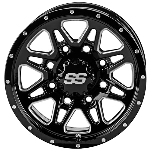 RM Cart 14” Assassin UTV Wheels/Rims Gloss Black Ball-Milled, 4x156mm +5mm, Fits Polaris RZR 1000 XP/Ranger XP 900/1000, Set of 4 - color: Gloss Black Ball-Milled, size: 14" Assassin