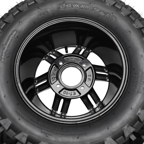 23x10.5-12 ATV Tire & Wheel Combo – 12" Aluminum Rim with Knobby Tread for UTV, Go Kart, Golf Cart, Lawn Mower & Utility Off-Road Vehicles, Single Heavy-Duty Tire - color: 1pack 23x10.5-12