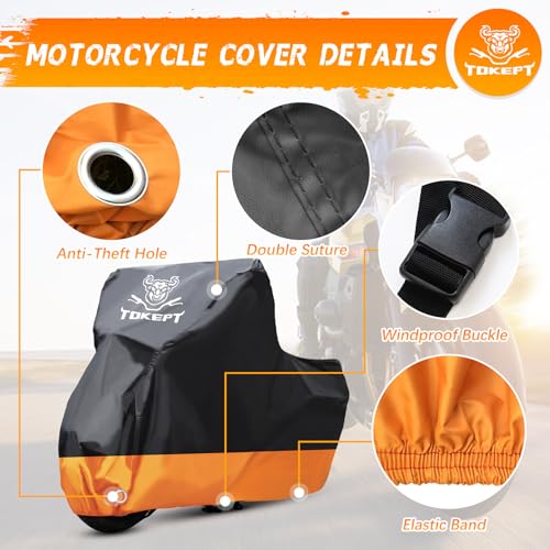 Motorcycle Cover Waterproof Outdoor Storage Fits Up to 86" - size: M-86"