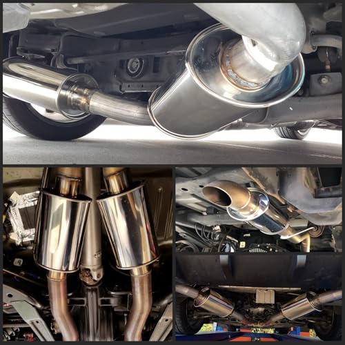 2.5'' Ultra Quiet Resonator, 304 Stainless Steel Muffler, 2.5'' Inlet & Outlet 14" Overall Length Universal Sliver Oval Performance Muffler Resonator - size: 2.5''