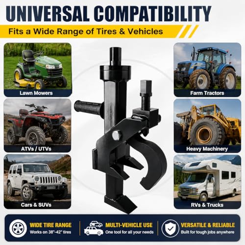 Heavy Duty Pneumatic Tire Bead Breaker for Farm & Tractor Tires – Secure Grip Design with Dual Set Screws – Ideal for On-Wheel Tire Removal on Cars, ATVs, Mowers & RVs - color: Black(Pneumatic)