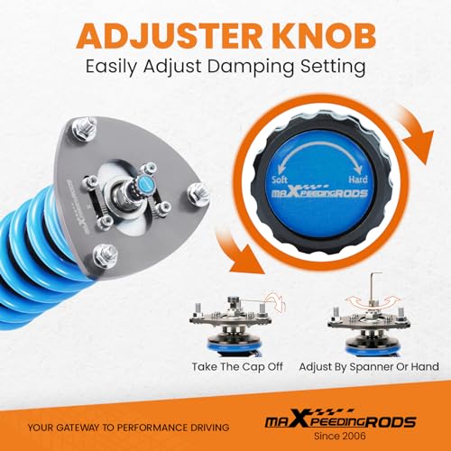 maXpeedingrods Coilover for Toyota Camry ACV30/MCV30 2002-2006, 24 Levels Damper Adjustable Coilovers Suspension Kit, Height Adjustable Shock Absorber Struts, T6 Upgraded Lowering Kits Blue
