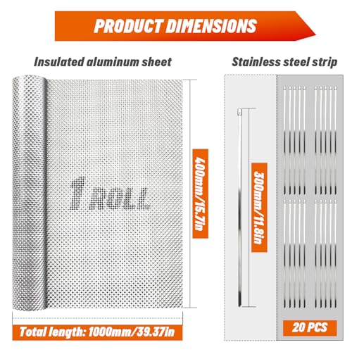 39" x 16" Exhaust Heat Shield Automotive with 20 Stainless Steel Cable Ties, Aluminum Muffler Heat Shield for Starter, Exhaust, Muffler, Engine - size: 39" x 16"