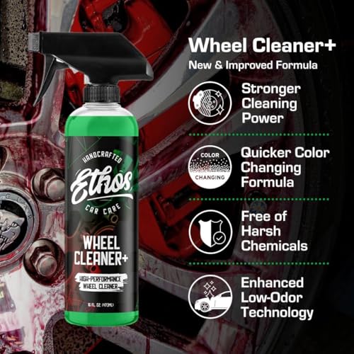 Ethos Wheel Cleaner - Car Wheel Cleaner Spray - Rim Cleaner Spray Brake Dust, Iron Remover - Color Change Technology - Professional Strength Formula (16 oz (2Pack)) - color: 16 oz (2-Pack)