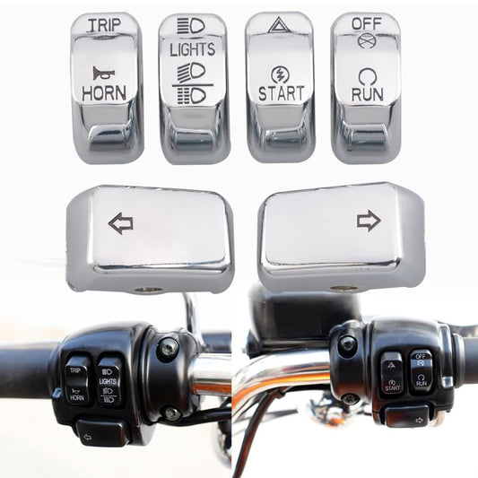 Hand Control Switch Housing Button Cover Cap Kit Fits for Harley Sportster XL 2014-later,Dyna 2012-later and Softail 2011-2015 Models - color: Chrome