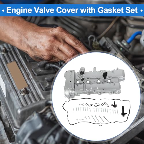 Engine Valve Cover for Chevrolet Malibu 2.0L 2013-2022 Durable No.12686424 Aluminum Alloy Silver Tone Valve Rocker Cover W/Gasket Bolt PCV Valve