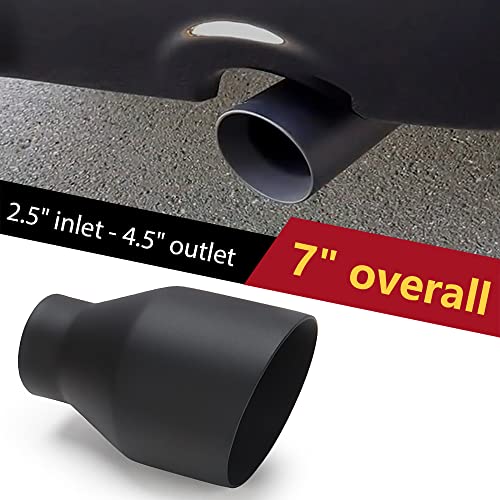 LCGP 2.5" inlet Universal Diesel Exhaust Tip 4.5" Outlet 7" Long Tail Tip, Black & Double Wall Angle Cut - size: 2.5“x4.5"x7", style: Black