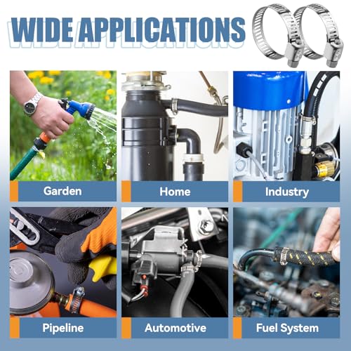 10PCS 3/4'' to 1 1/8'' Hose Clamps, 304 Stainless Worm Gear Clamp - size: 19-29mm(10Pcs)