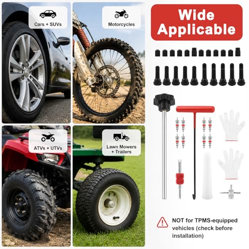 Tire Valve Stem Core Tool Kit for Car Truck ATV Lawn Mower
