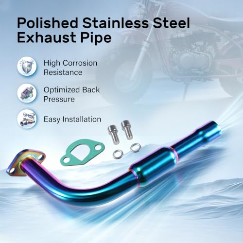 Colorful performance 212cc Mini Bike Exhaust Pipe With Female Thread - color: Colorful