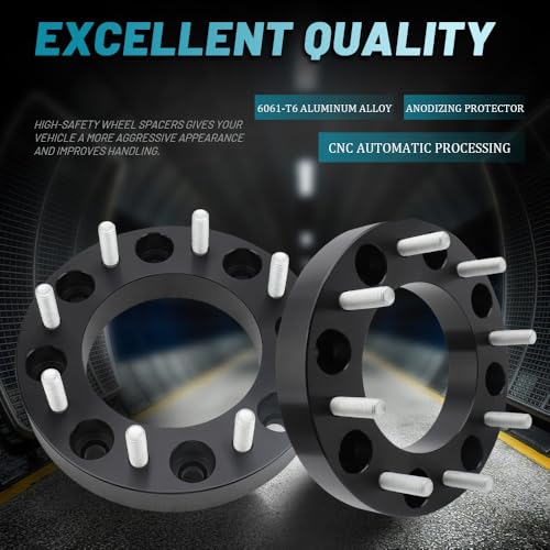 IRONTEK 8x200mm Wheel Spacers Compatible for Ford F350 2005-2025 Super Duty DRW, for Ram 3500 2019-2025 DRW, 8x6.5 Wheel Spacer 1.5 inch Thread Pitch M14x1.5 Hub Bore 142mm 4PCS - size: 8x200-4PCS