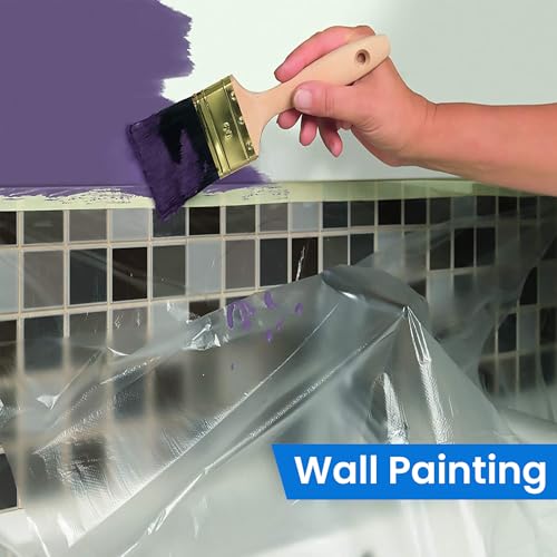 TAPEBEAR Pre-Taped Masking Film 22" x 65feet Plastic Cover for Painting - size: 550mm x 20m