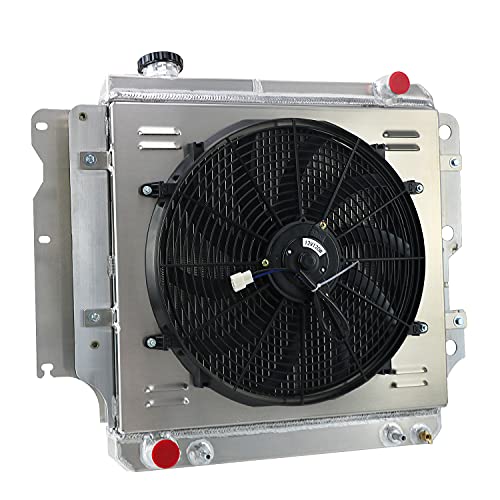 4 Row Radiator Fan Shroud For Jeep Wrangler TJ YJ 2.4-4.2L 87-06 - size: 4 Row Radiator/w Cap+Shroud Fan+Relay Kit