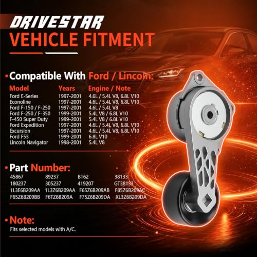 38133 Belt Tensioner w/Pulley for Ford E-150 F-150 Expedition - size: 38133