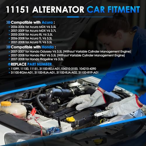Car Alternator 11099 130A Fit for Honda Pilot Odyssey - size: #11099, 11150 Alternator