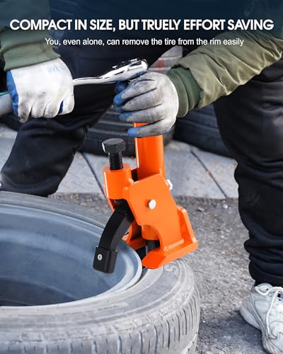 Manual Tire Bead Breaker, 38"-42" Tires Changer Tool with Rubber Pad, Protect Aluminum Alloy Hubs, Easy-Operated Tire Repair Tool for Car Truck Tractor Mower ATV RV Orange with